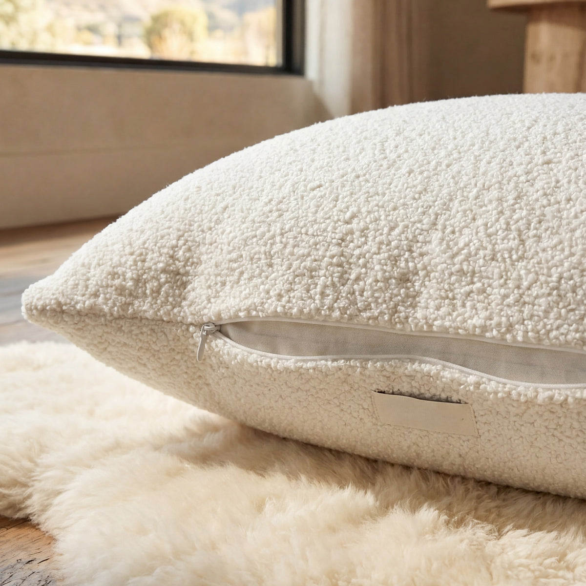 Cuddle Bone two-piece sectional styled with matching throw pillow