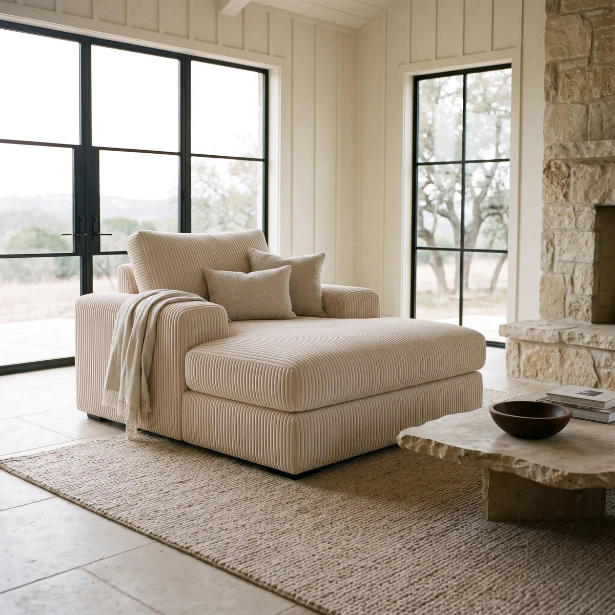 Chaise Lounger - Mini Minky Cream - hero
