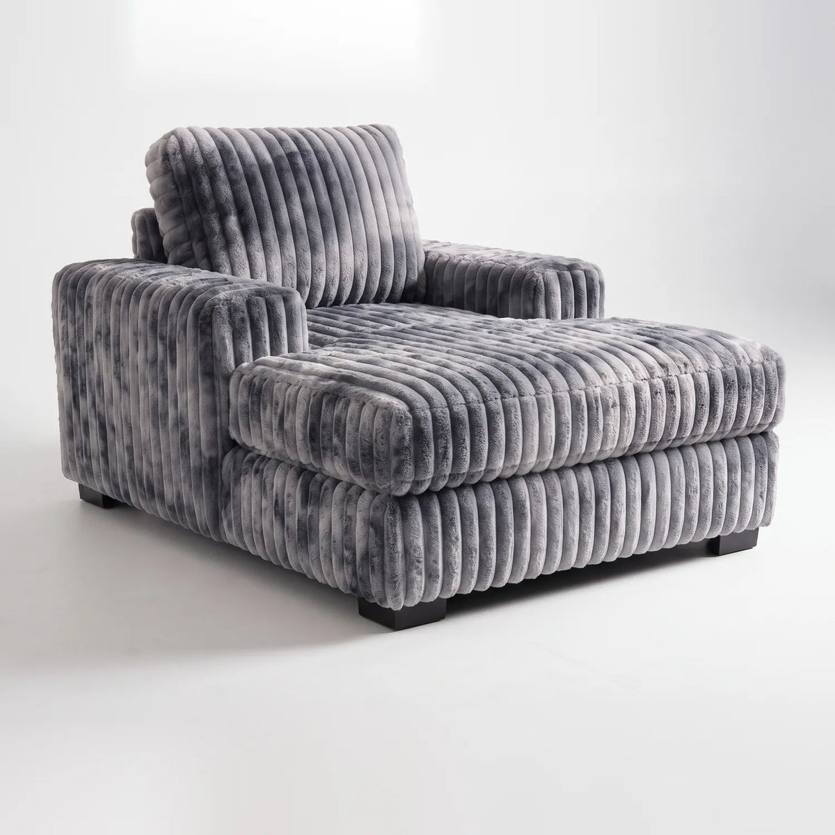 Chaise Lounger - Minky Charcoal - studio photo on white #vera_main