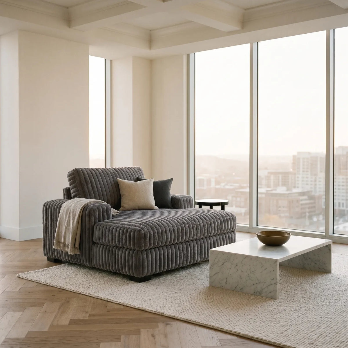 Chaise Lounger - Minky Grey - hero
