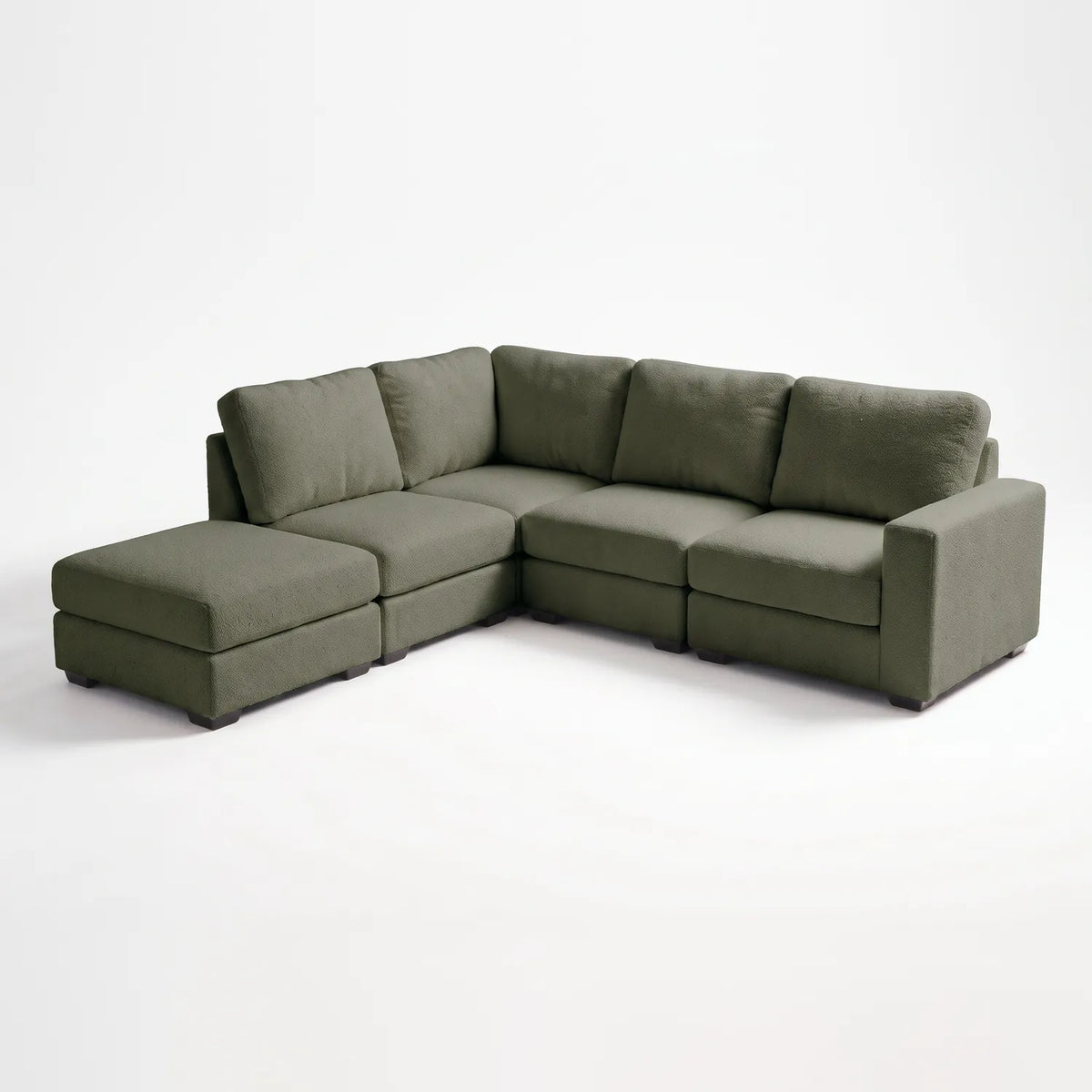 Five-Piece Infinity Sectional - Cuddle Moss Modular - studio photo on white #Orientation_Left-Hand Facing
