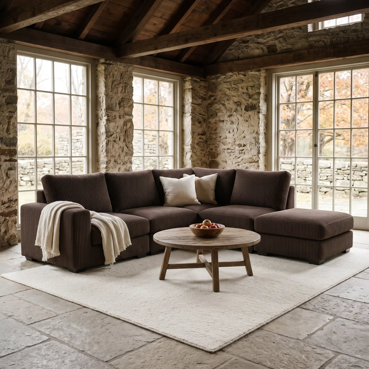 Five-Piece Infinity Sectional - Mini Minky Chocolate Modular - hero #Orientation_Right-Hand Facing