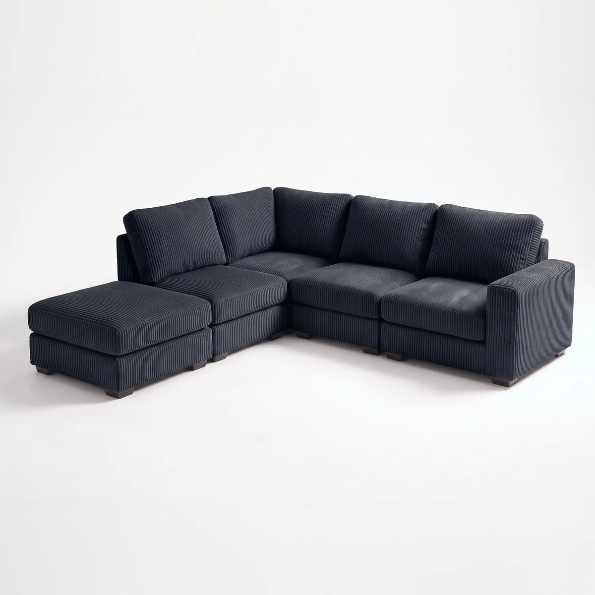 Five-Piece Infinity Sectional - Mini Minky Midnight Modular - studio photo on white #Orientation_Left-Hand Facing