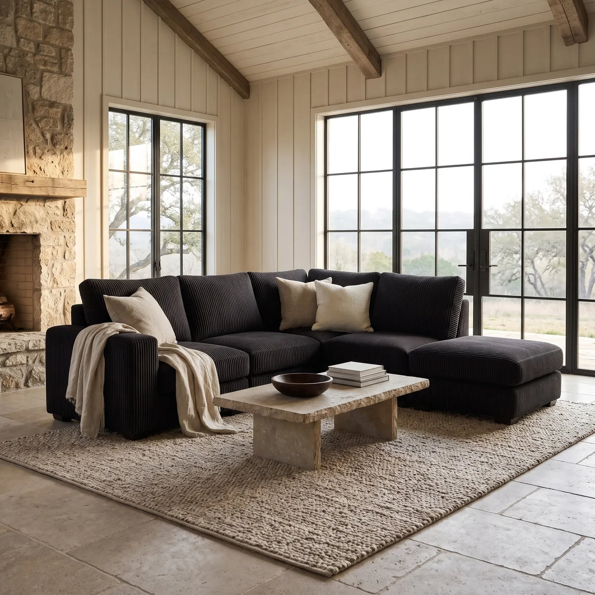 Five-Piece Infinity Sectional - Mini Minky Onyx Modular - hero #Orientation_Right-Hand Facing