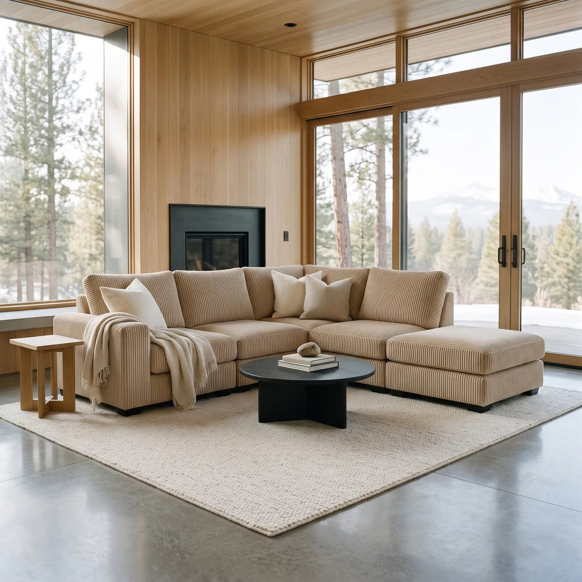 Five-Piece Infinity Sectional - Mini Minky Toast Modular - hero #Orientation_Right-Hand Facing