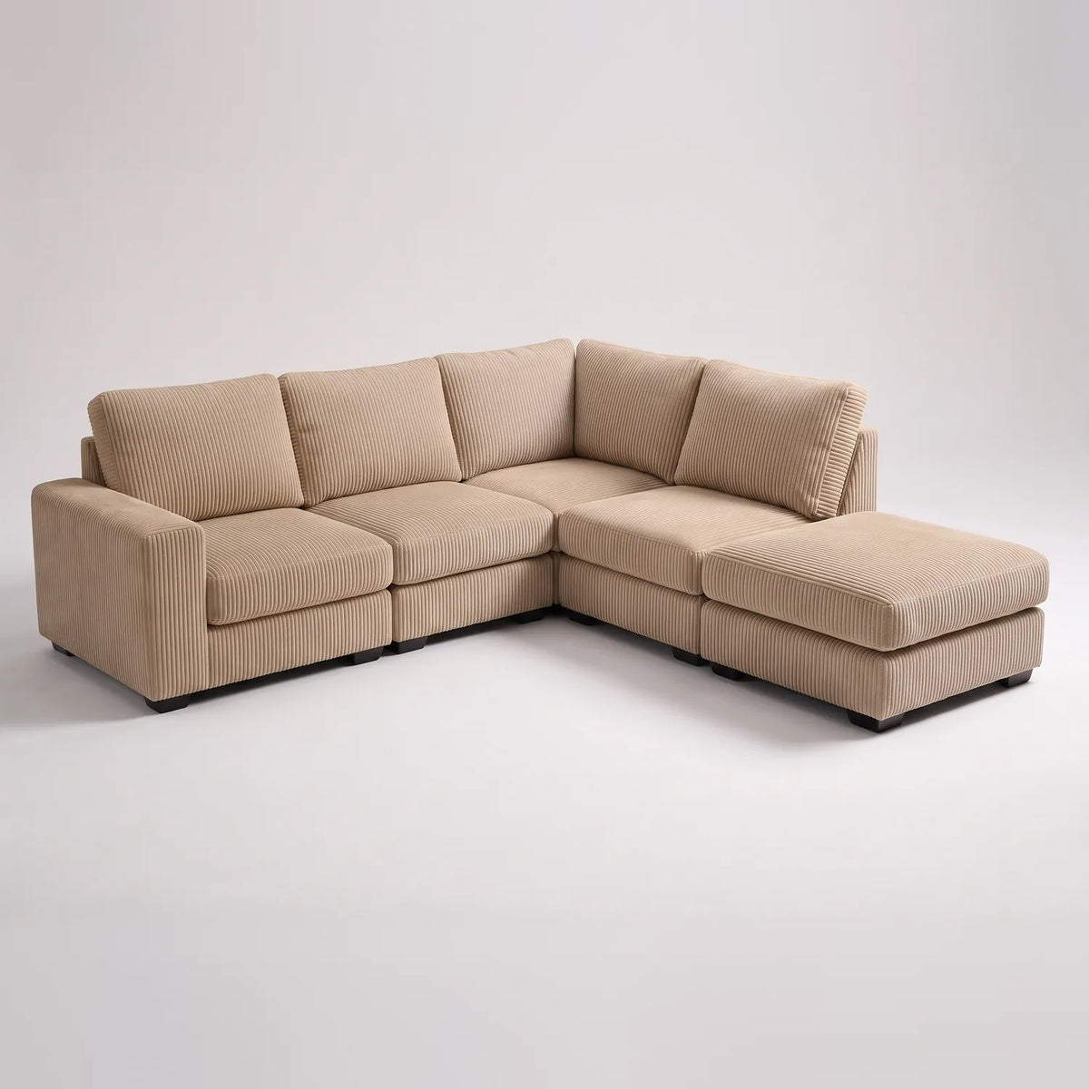 Five-Piece Infinity Sectional - Mini Minky Toast Modular - studio photo on white #Orientation_Right-Hand Facing #vera_main