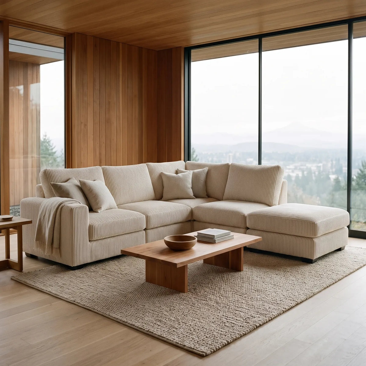 Five-Piece Infinity Sectional - Mini Minky White Modular - hero #Orientation_Right-Hand Facing