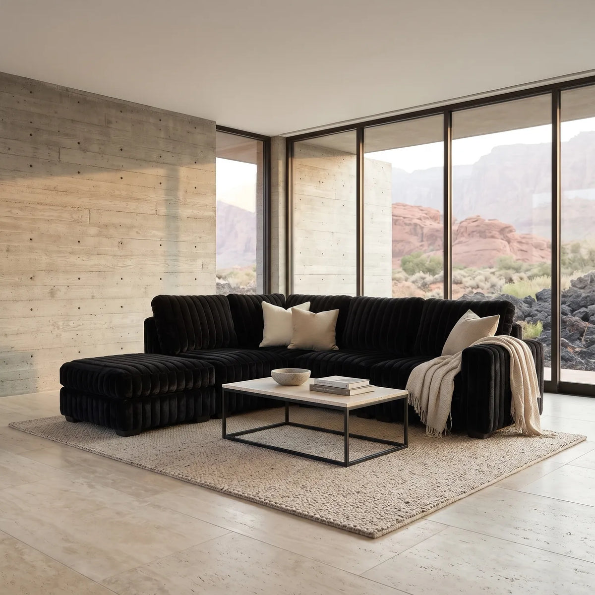 Five-Piece Infinity Sectional - Minky Black Modular - hero #Orientation_Left-Hand Facing