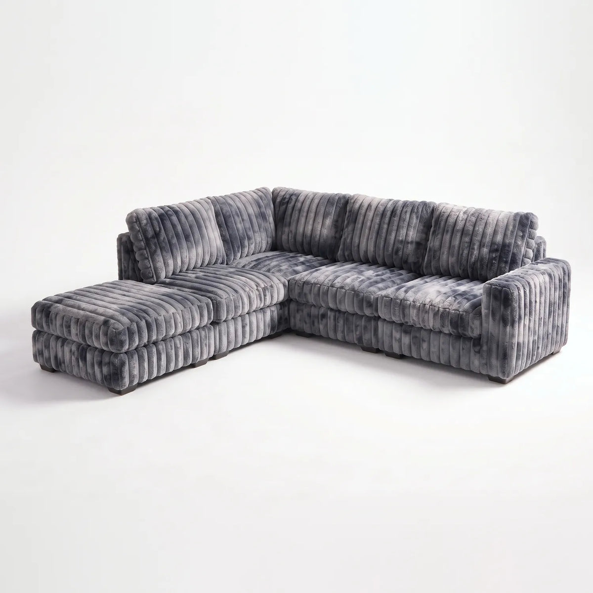 Five-Piece Infinity Sectional - Minky Charcoal Modular - studio photo on white #Orientation_Left-Hand Facing