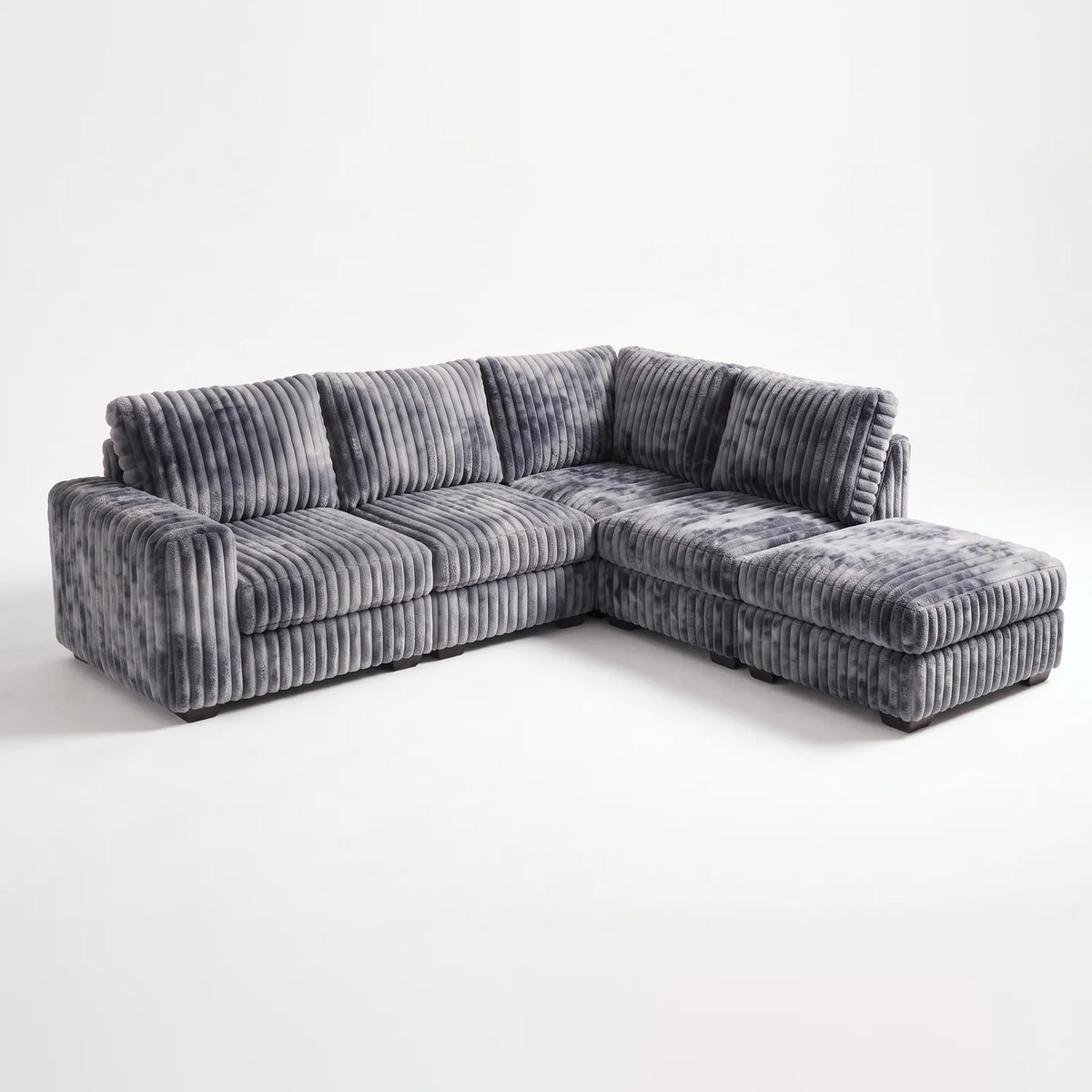 Five-Piece Infinity Sectional - Minky Charcoal Modular - studio photo on white #Orientation_Right-Hand Facing #vera_main
