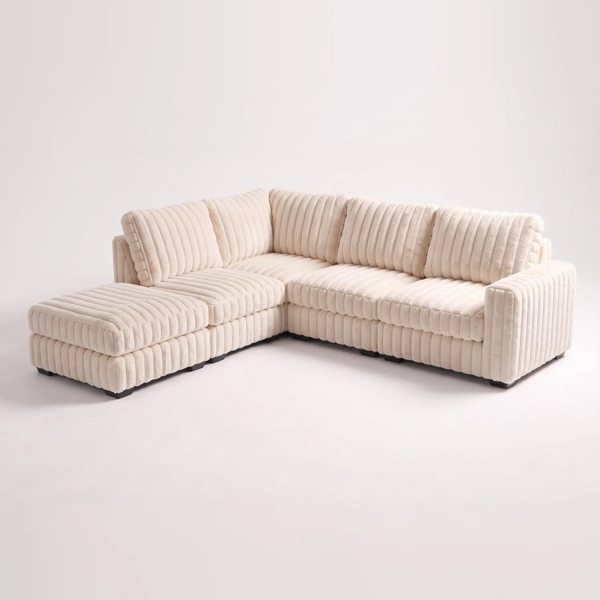 Five-Piece Infinity Sectional - Minky Cream Modular - studio photo on white #Orientation_Left-Hand Facing
