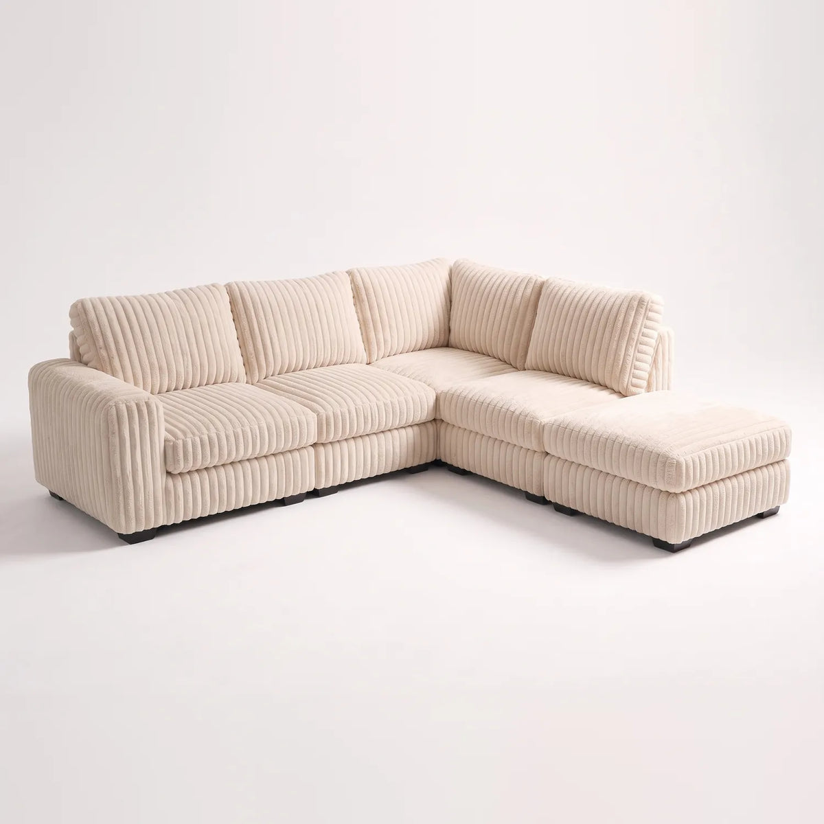 Five-Piece Infinity Sectional - Minky Cream Modular - studio photo on white #Orientation_Right-Hand Facing #vera_main