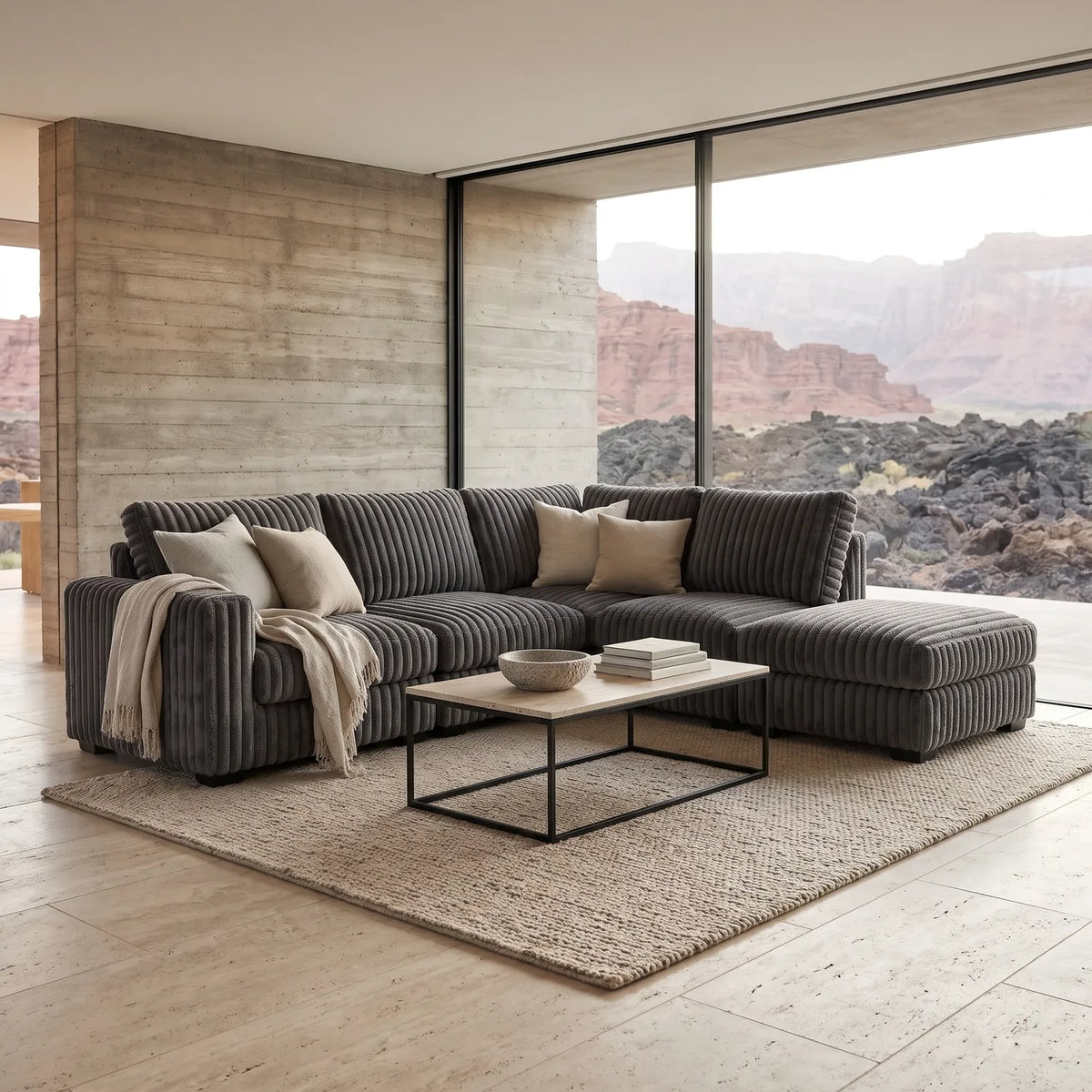Five-Piece Infinity Sectional - Minky Grey Modular - hero #Orientation_Right-Hand Facing