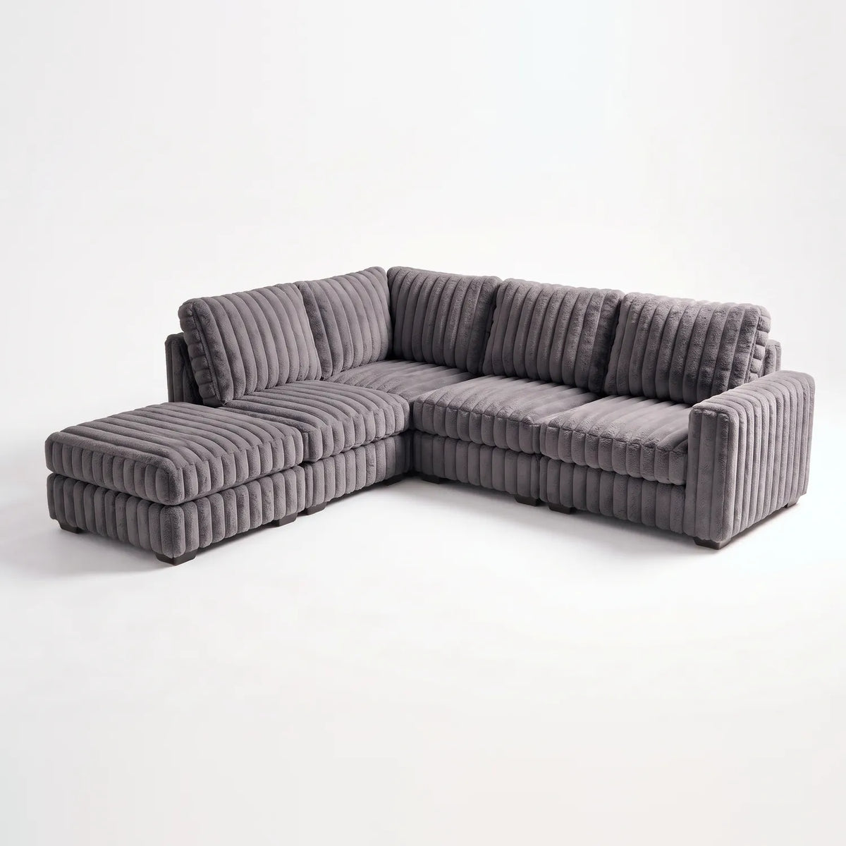 Five-Piece Infinity Sectional - Minky Grey Modular - studio photo on white #Orientation_Left-Hand Facing