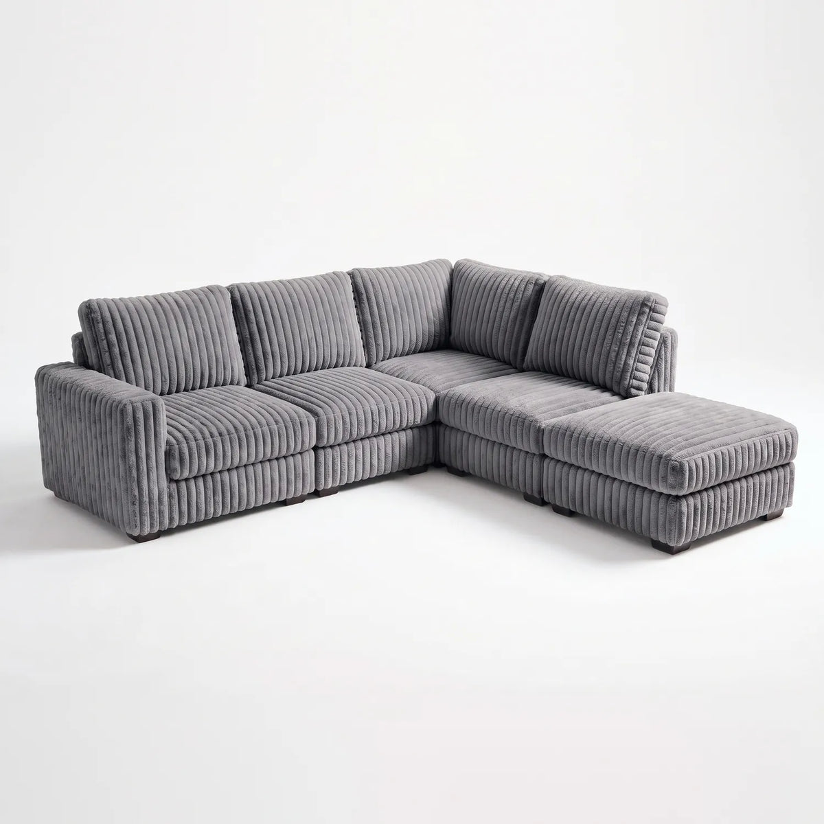 Five-Piece Infinity Sectional - Minky Grey Modular - studio photo on white #Orientation_Right-Hand Facing #vera_main