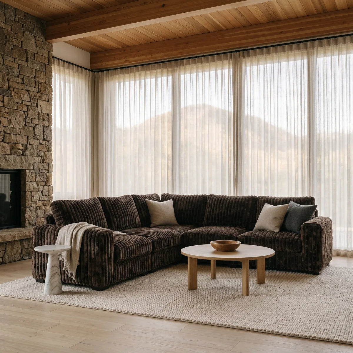 Five-Piece Infinity Sectional - Minky Mocha Modular - hero #Orientation_Right-Hand Facing