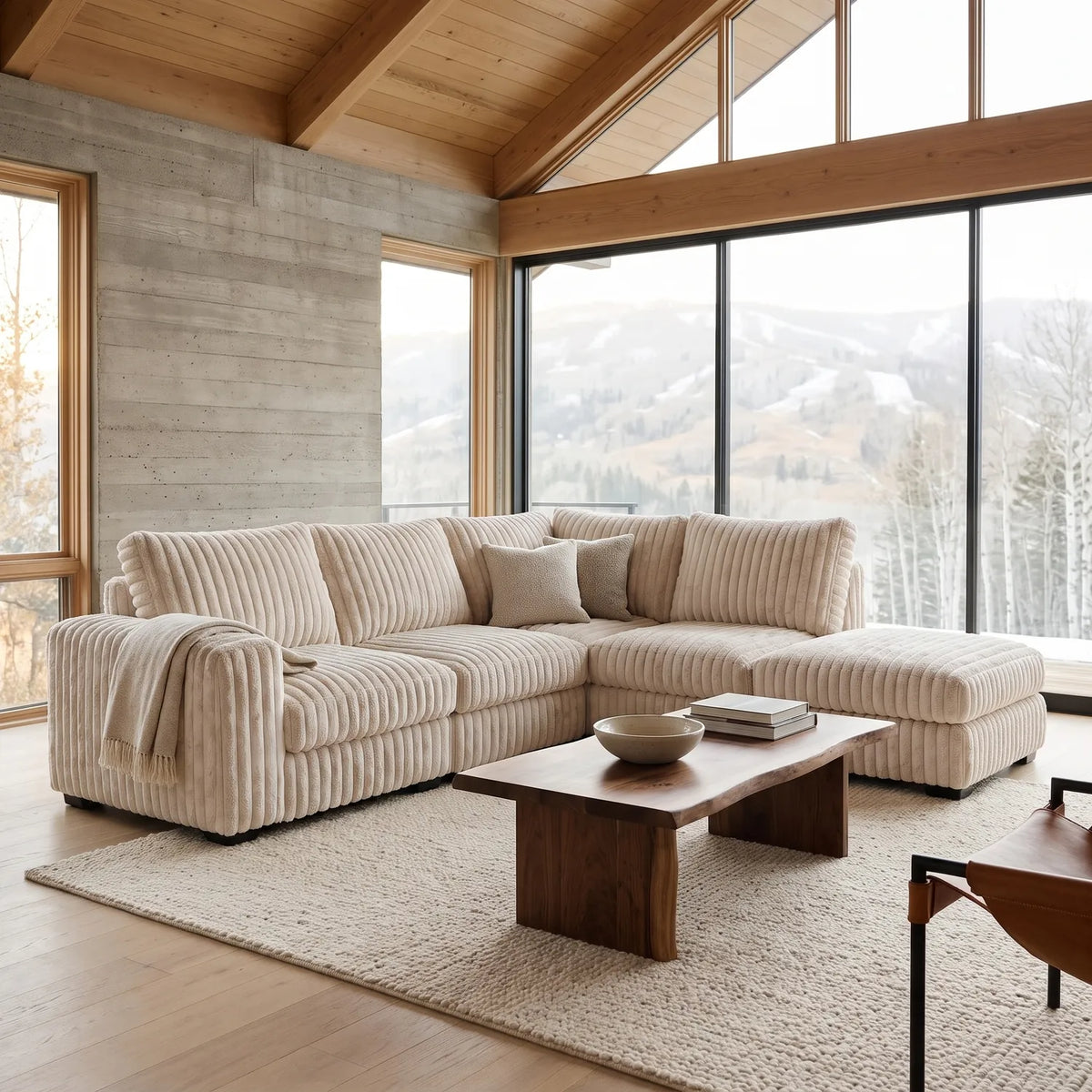 Five-Piece Infinity Sectional - Minky Sand Modular - hero #Orientation_Right-Hand Facing