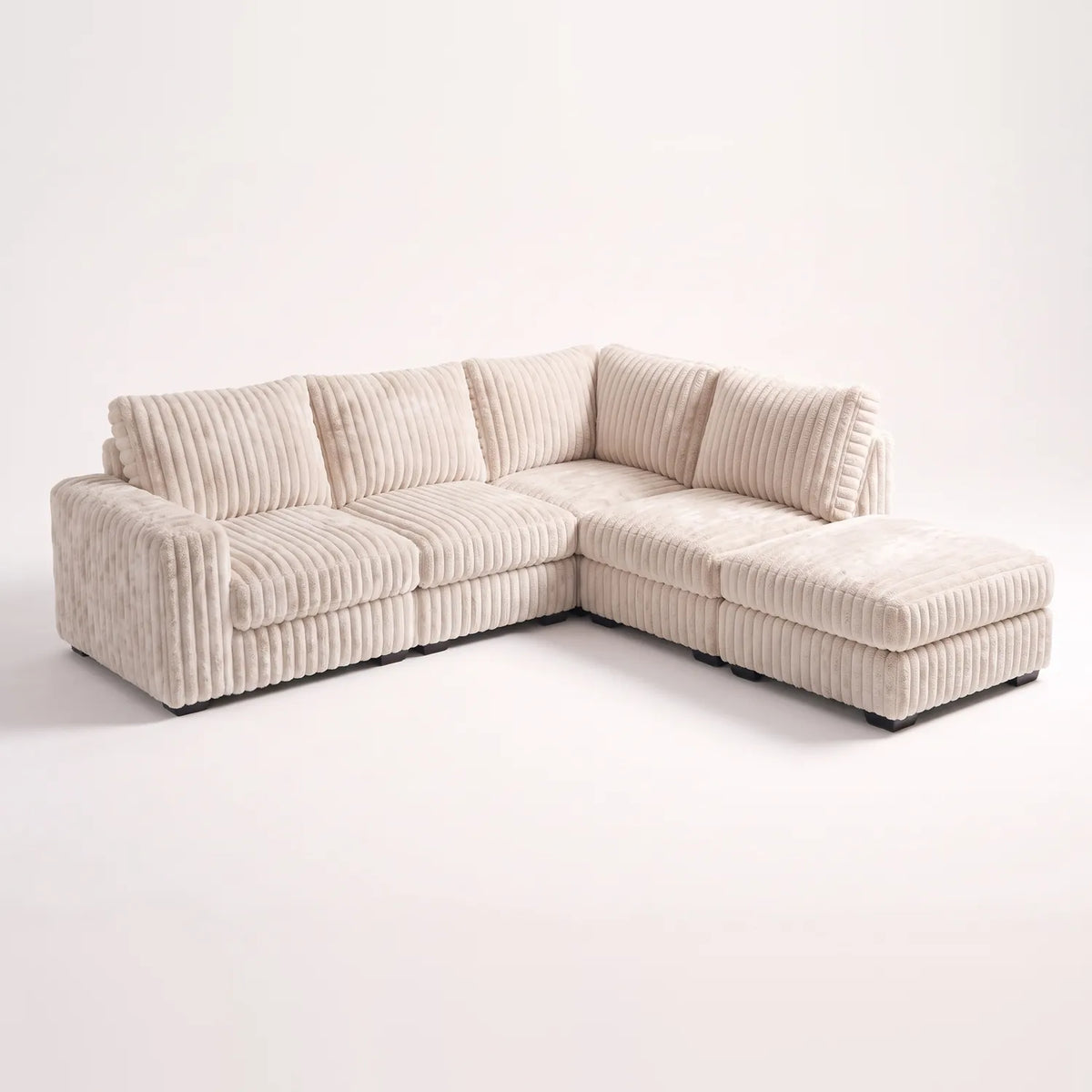 Five-Piece Infinity Sectional - Minky Sand Modular - studio photo on white #Orientation_Right-Hand Facing #vera_main