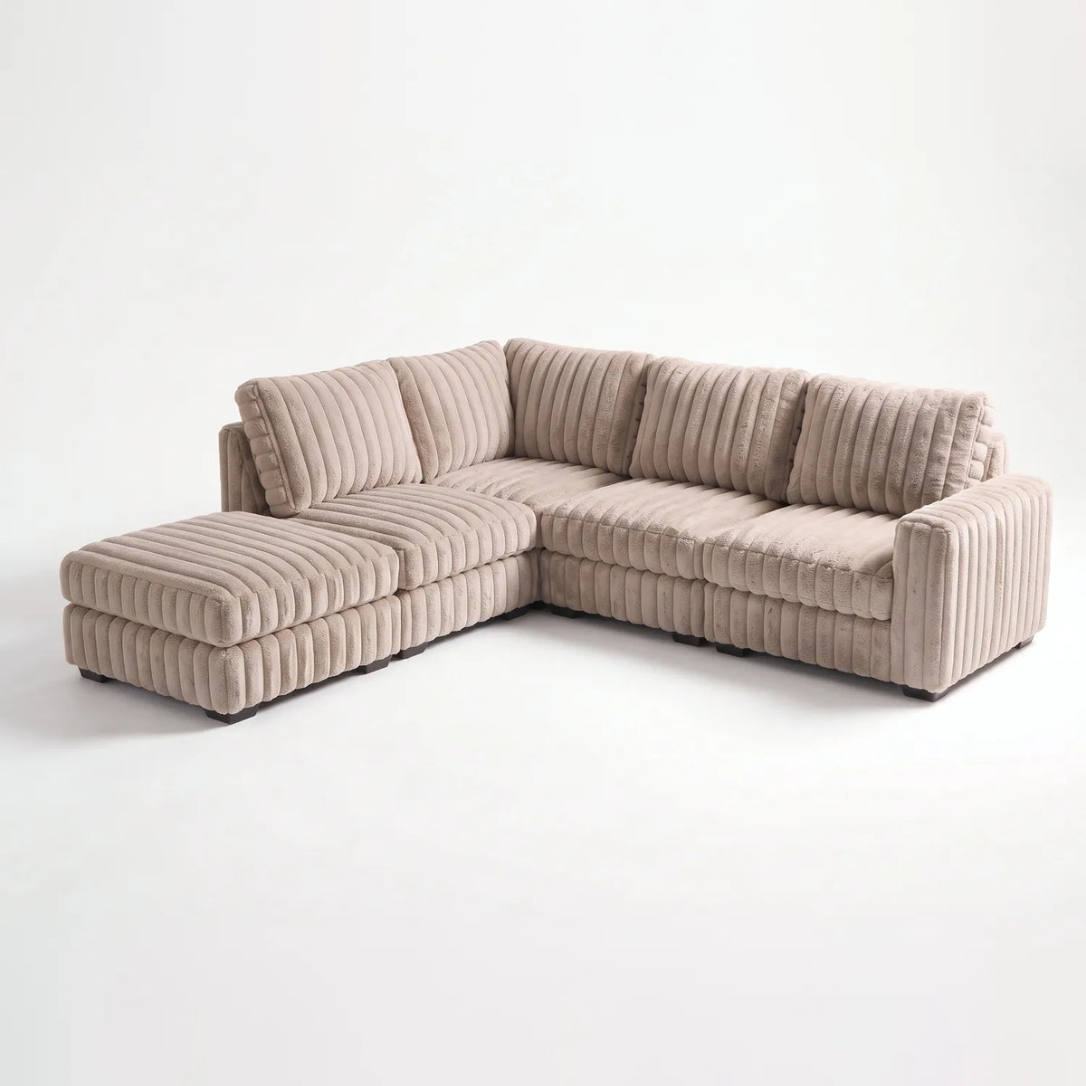 Five-Piece Infinity Sectional - Minky Toast Modular - studio photo on white #Orientation_Left-Hand Facing
