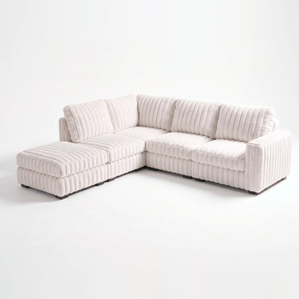 Five-Piece Infinity Sectional - Minky White Modular - studio photo on white #Orientation_Left-Hand Facing