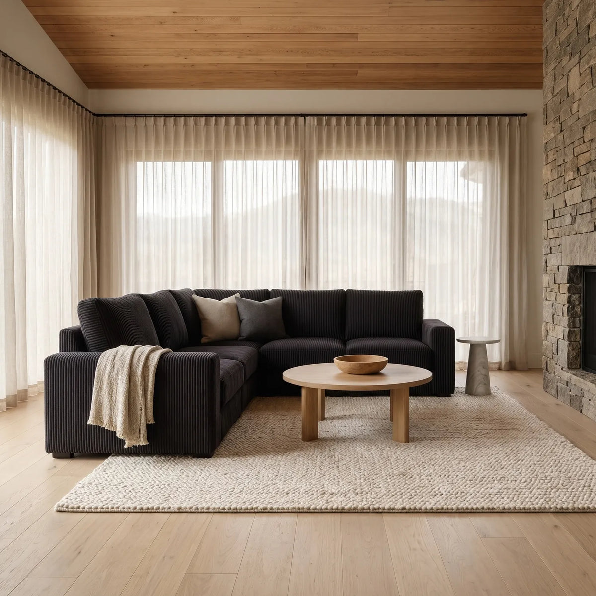 Five-Piece L Sectional - Mini Minky Onyx Modular - hero