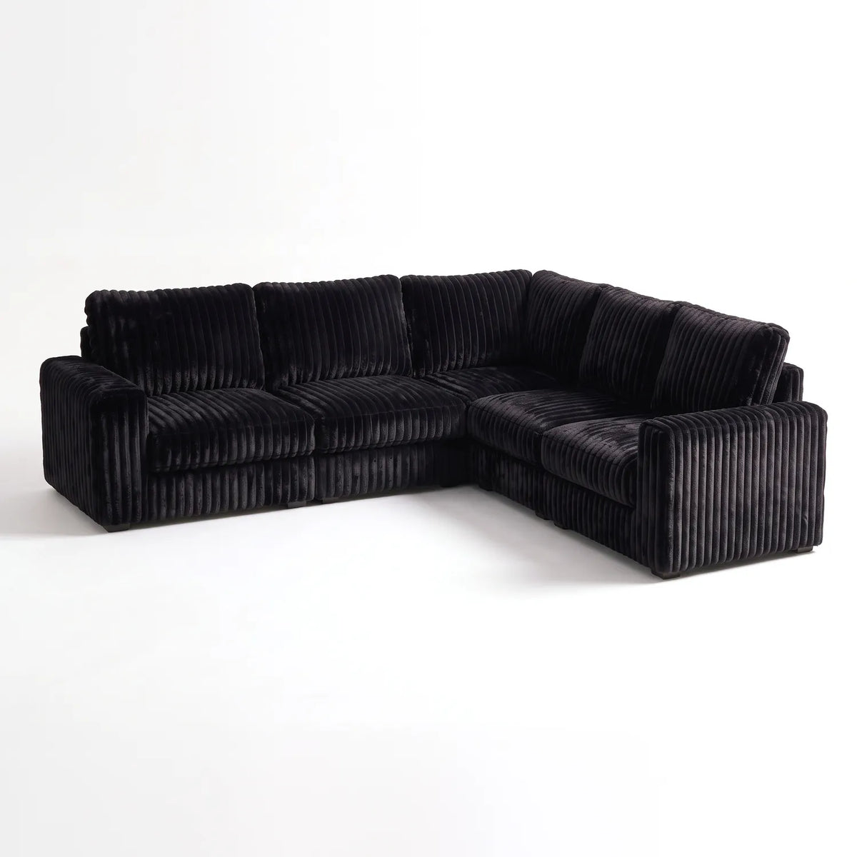 Five-Piece L Sectional - Minky Black Modular - studio photo on white #vera_main