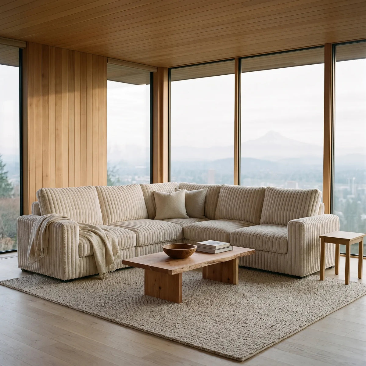 Five-Piece L Sectional - Minky Sand Modular - hero