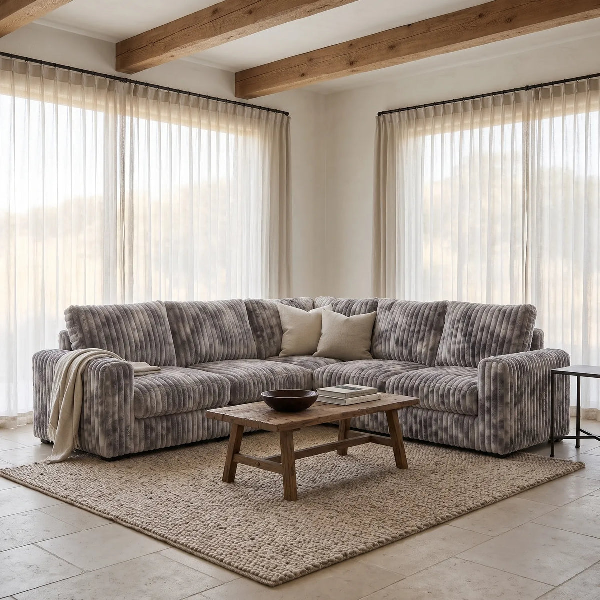 Five-Piece L Sectional - Minky Stone Modular - hero