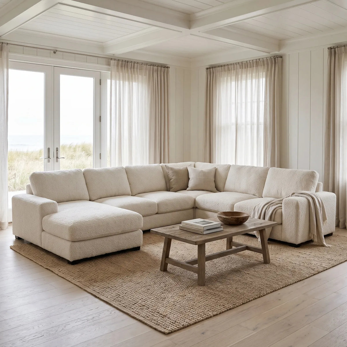 Four-Piece Chaise Sectional - Cuddle Bone Oversized - hero #Orientation_Left-Hand Facing