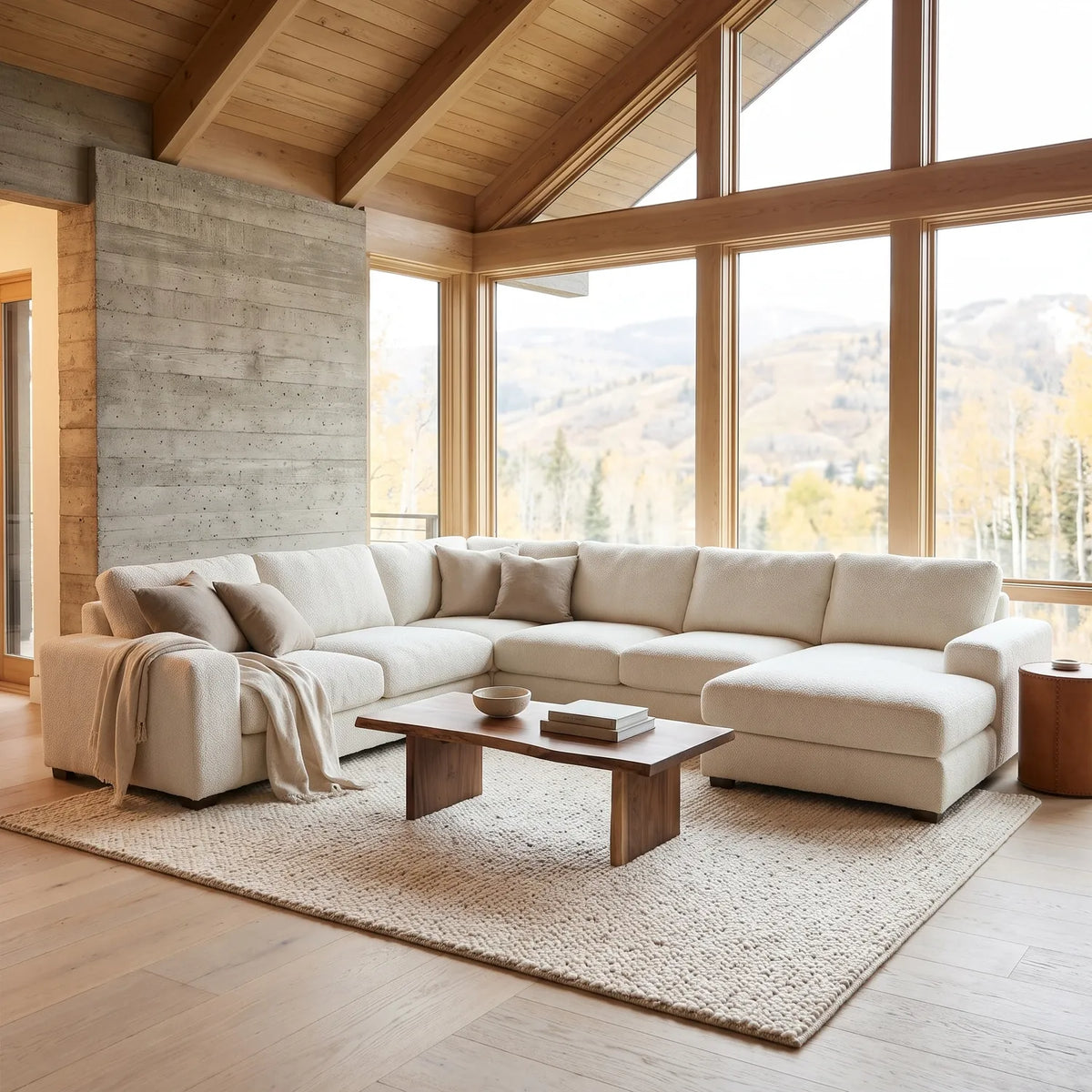 Four-Piece Chaise Sectional - Cuddle Bone Oversized - hero #Orientation_Right-Hand Facing