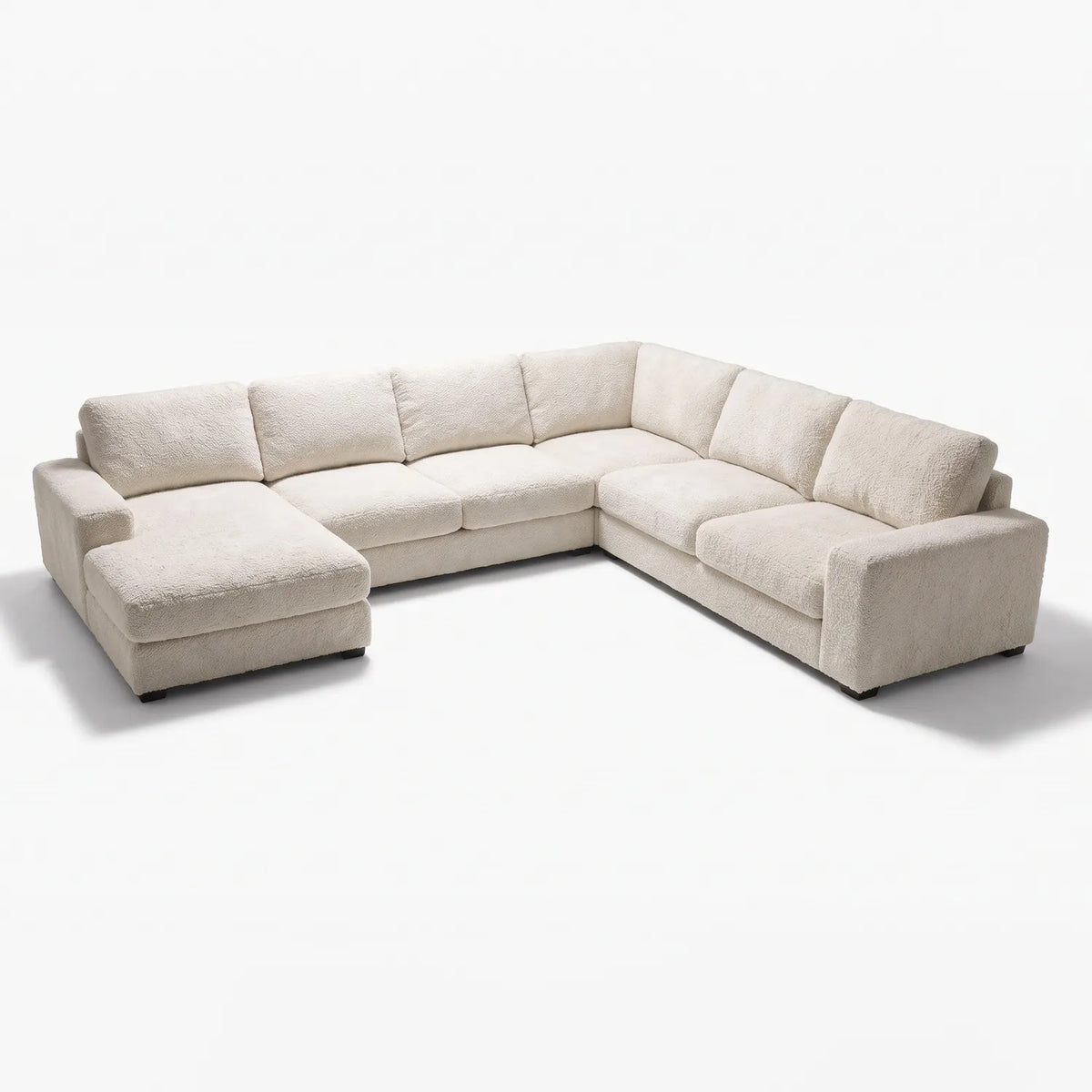 Four-Piece Chaise Sectional - Cuddle Bone Oversized - studio photo on white #Orientation_Left-Hand Facing