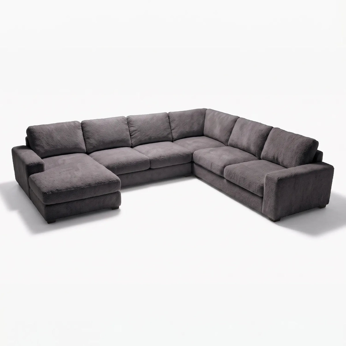 Four-Piece Chaise Sectional - Cuddle Charcoal Oversized - studio photo on white #Orientation_Left-Hand Facing