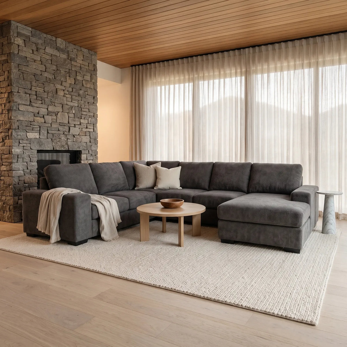 Four-Piece Chaise Sectional - Cuddle Charcoal - hero #Orientation_Right-Hand Facing