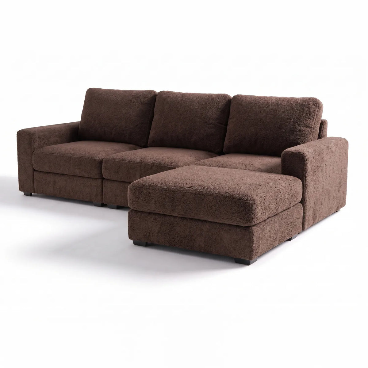 Four-Piece Chaise Sectional - Cuddle Chocolate Modular - studio photo on white (RHF arrangement) #vera_main