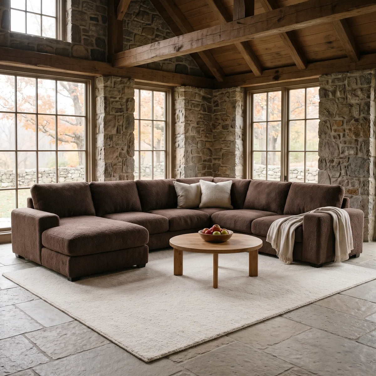 Four-Piece Chaise Sectional - Cuddle Chocolate Oversized - hero #Orientation_Left-Hand Facing