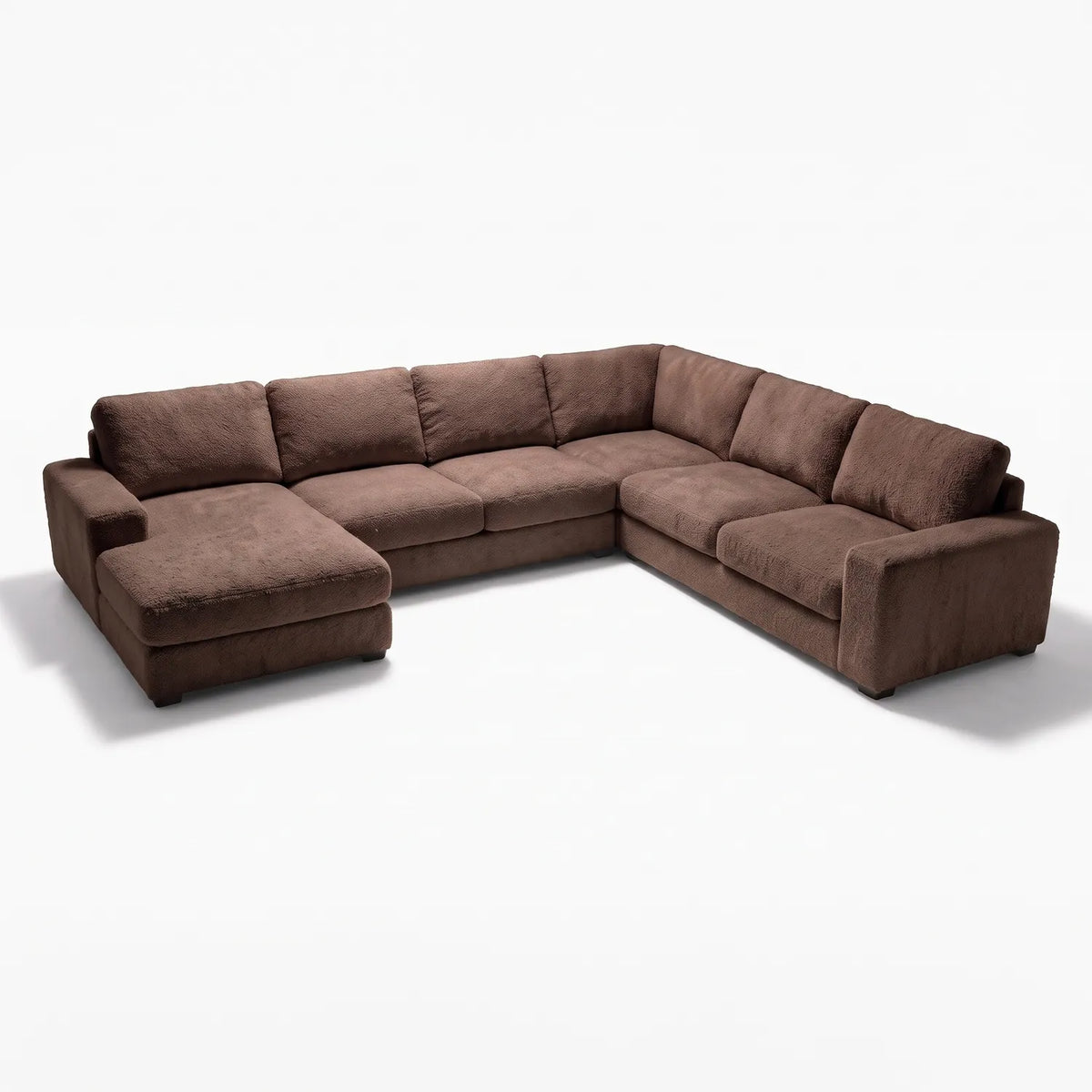 Four-Piece Chaise Sectional - Cuddle Chocolate Oversized - studio photo on white #Orientation_Left-Hand Facing
