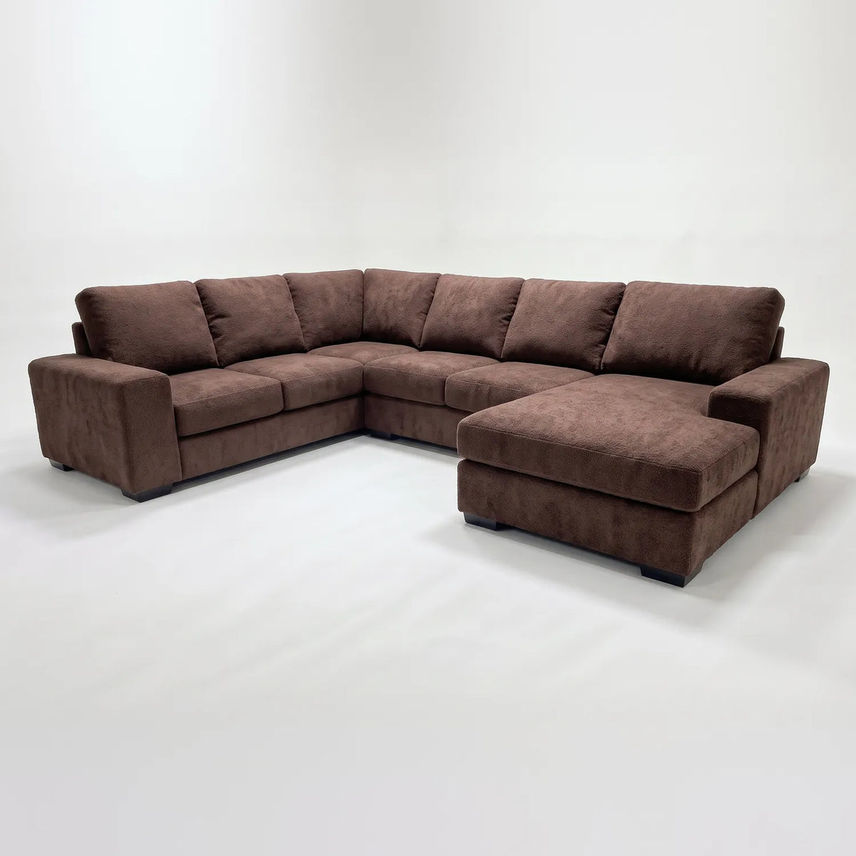 Four-Piece Chaise Sectional - Cuddle Chocolate - studio photo on white #Orientation_Right-Hand Facing #vera_main