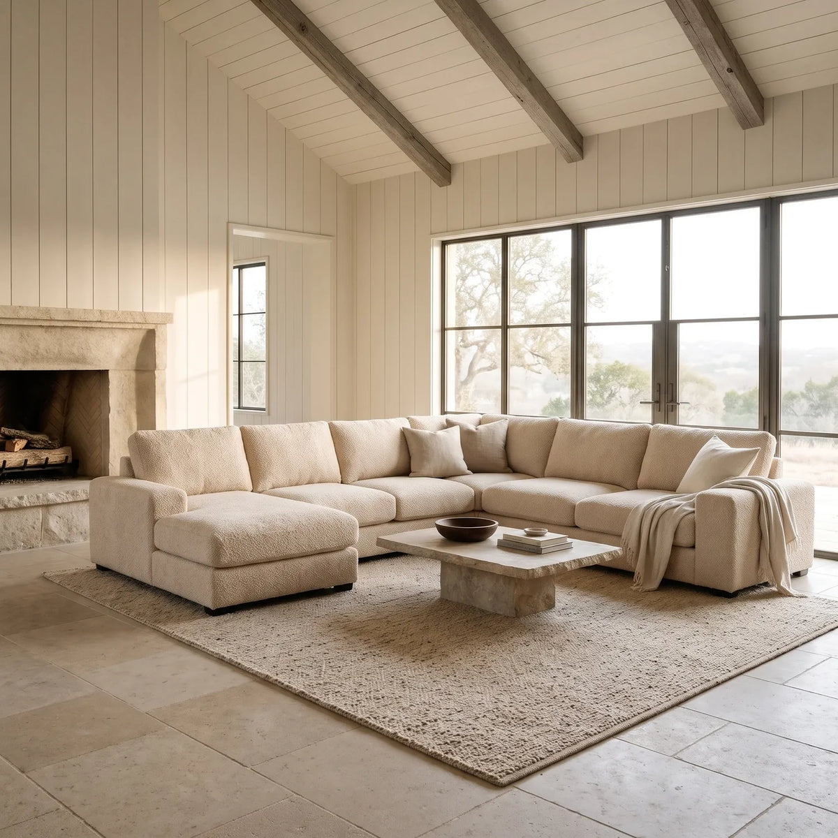 Four-Piece Chaise Sectional - Cuddle Natural Oversized - hero #Orientation_Left-Hand Facing