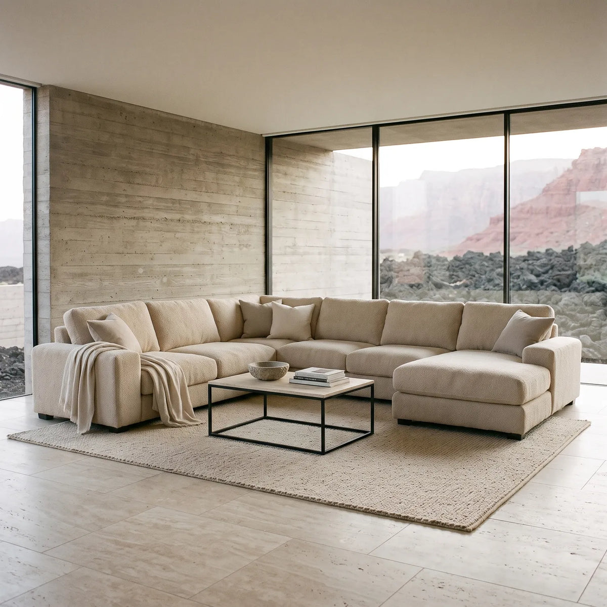 Four-Piece Chaise Sectional - Cuddle Natural Oversized - hero #Orientation_Right-Hand Facing