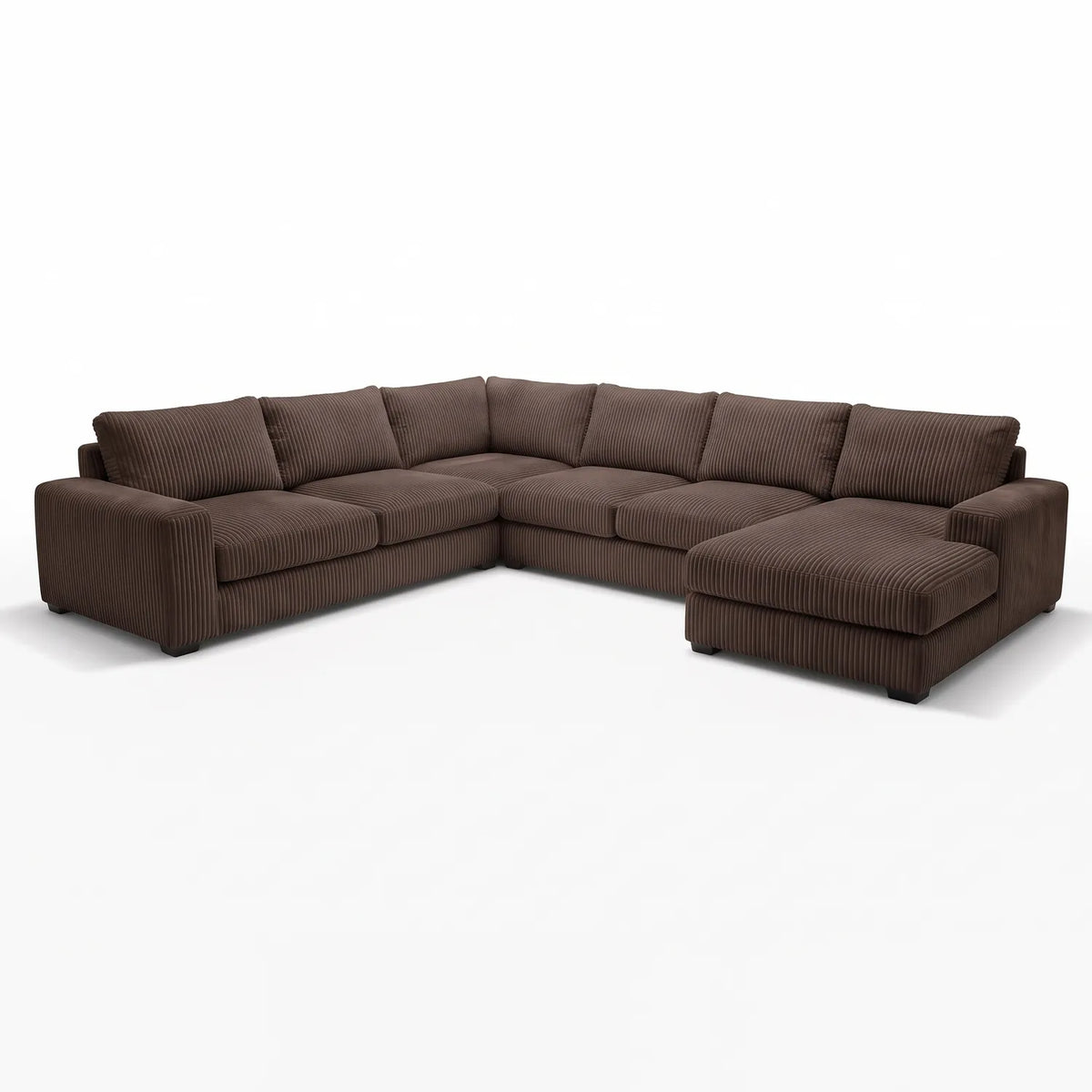 Four-Piece Chaise Sectional - Mini Minky Chocolate Oversized - studio photo on white #Orientation_Right-Hand Facing #vera_main