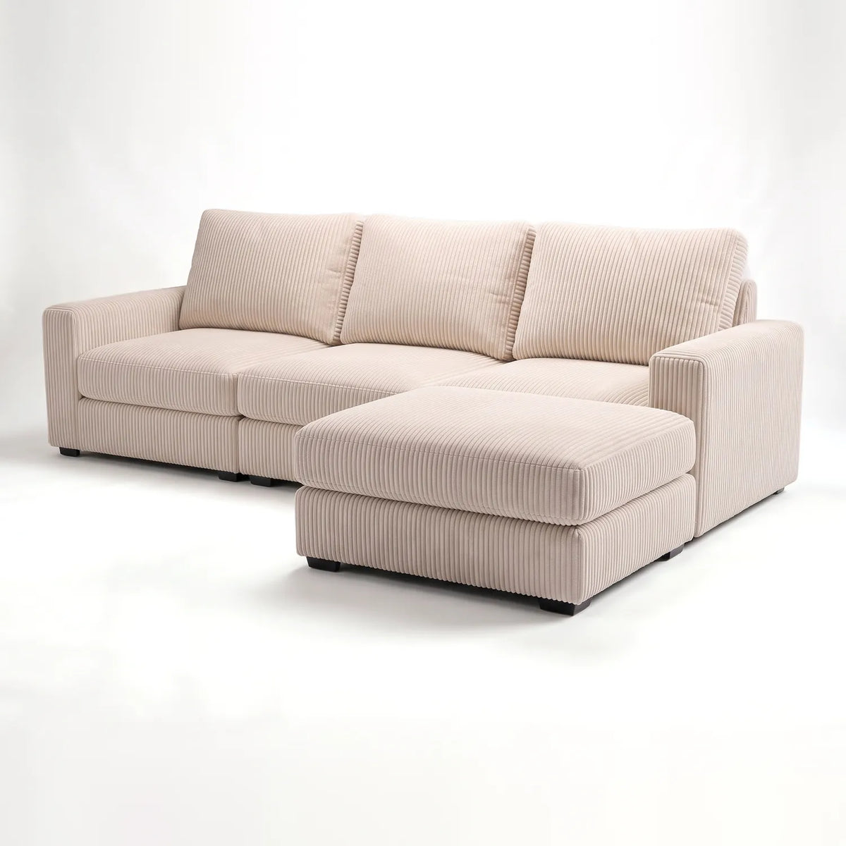 Four-Piece Chaise Sectional - Mini Minky Cream Modular - studio photo on white (RHF arrangement) #vera_main