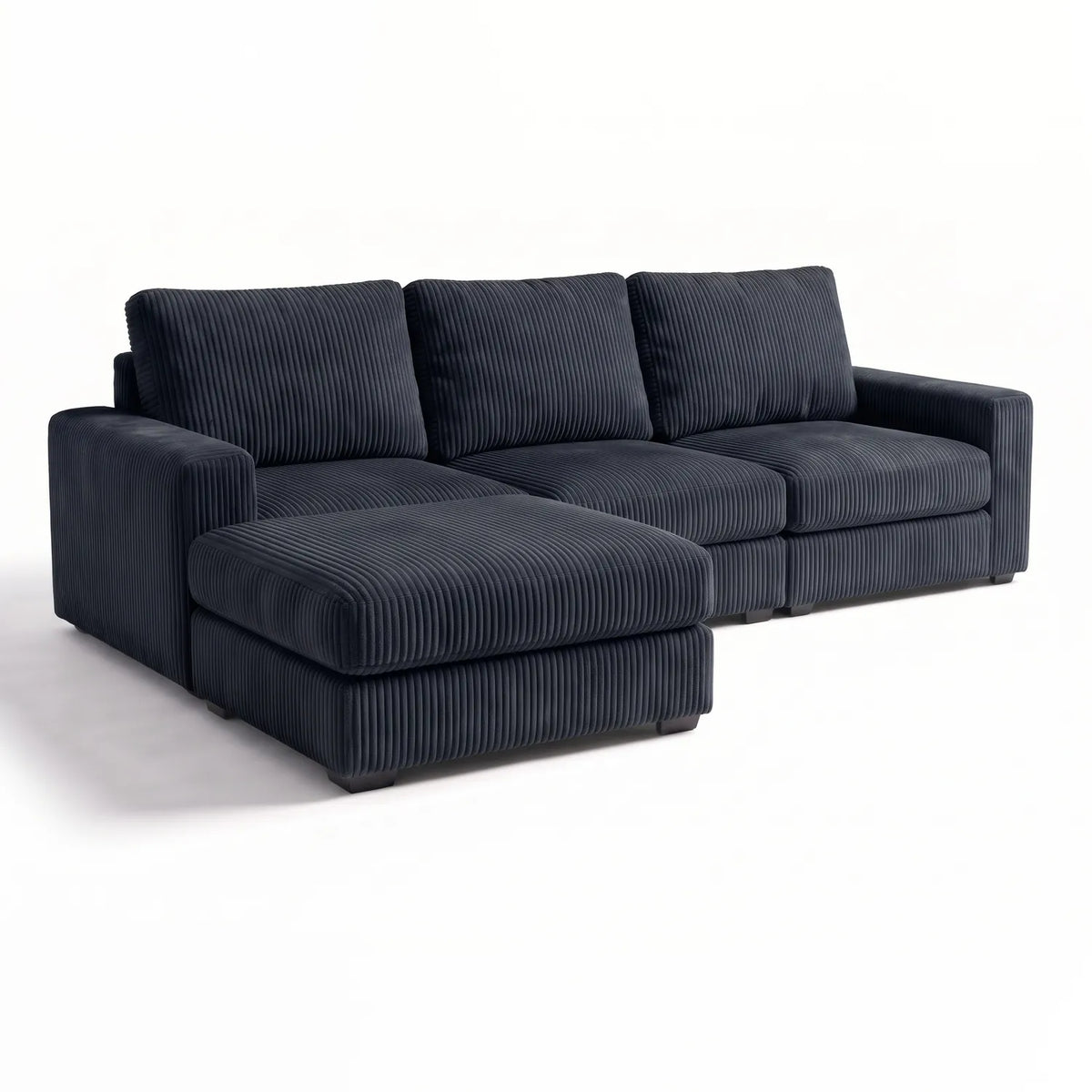 Four-Piece Chaise Sectional - Mini Minky Midnight Modular - studio photo on white (LHF arrangement)