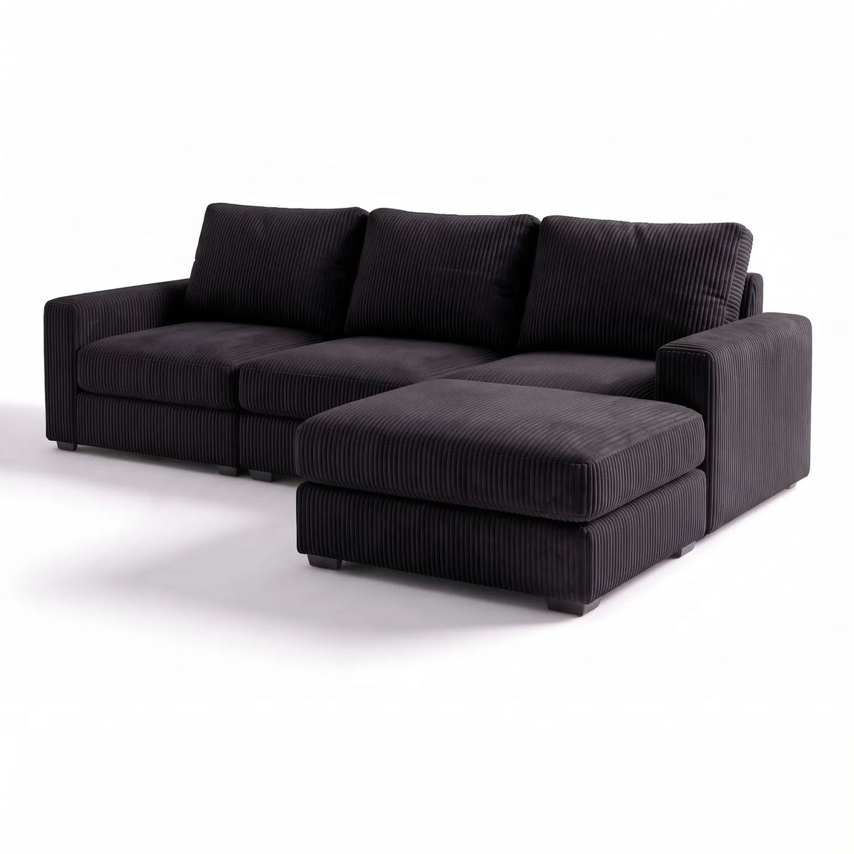 Four-Piece Chaise Sectional - Mini Minky Onyx Modular - studio photo on white (RHF arrangement) #vera_main