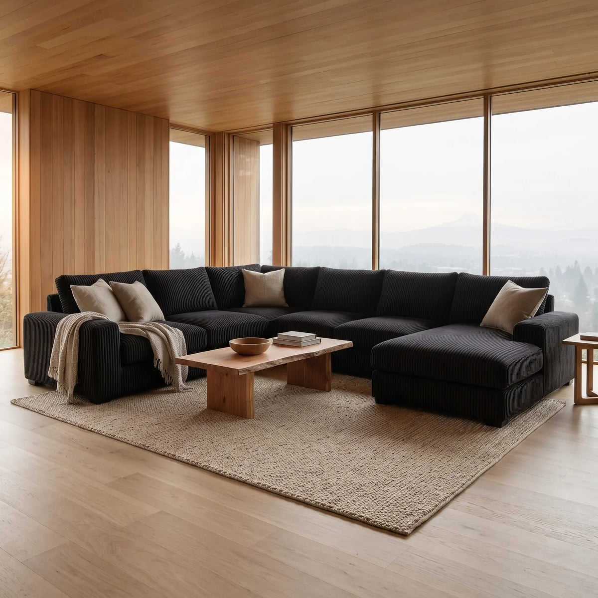Four-Piece Chaise Sectional - Mini Minky Onyx Oversized - hero #Orientation_Right-Hand Facing
