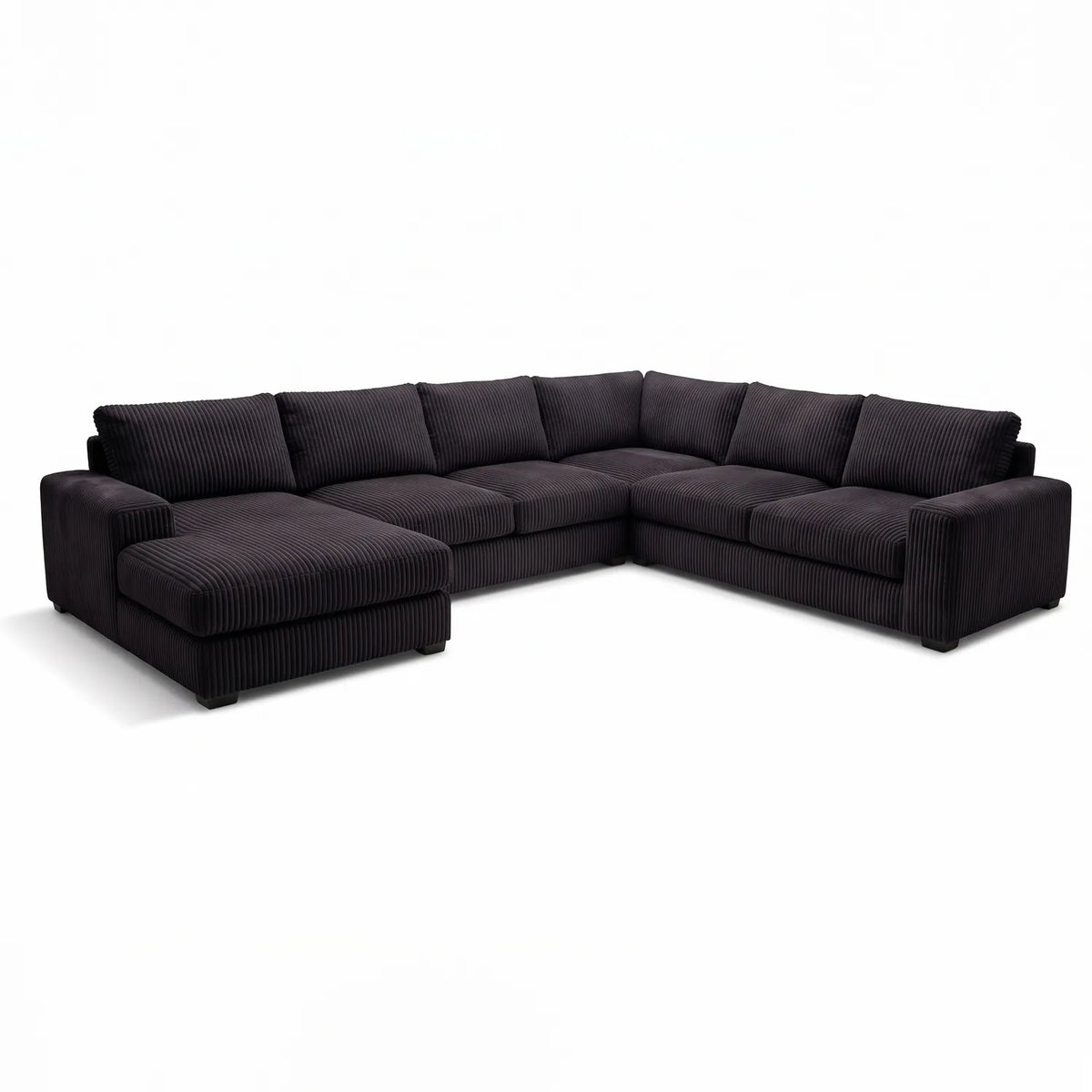 Four-Piece Chaise Sectional - Mini Minky Onyx Oversized - studio photo on white #Orientation_Left-Hand Facing