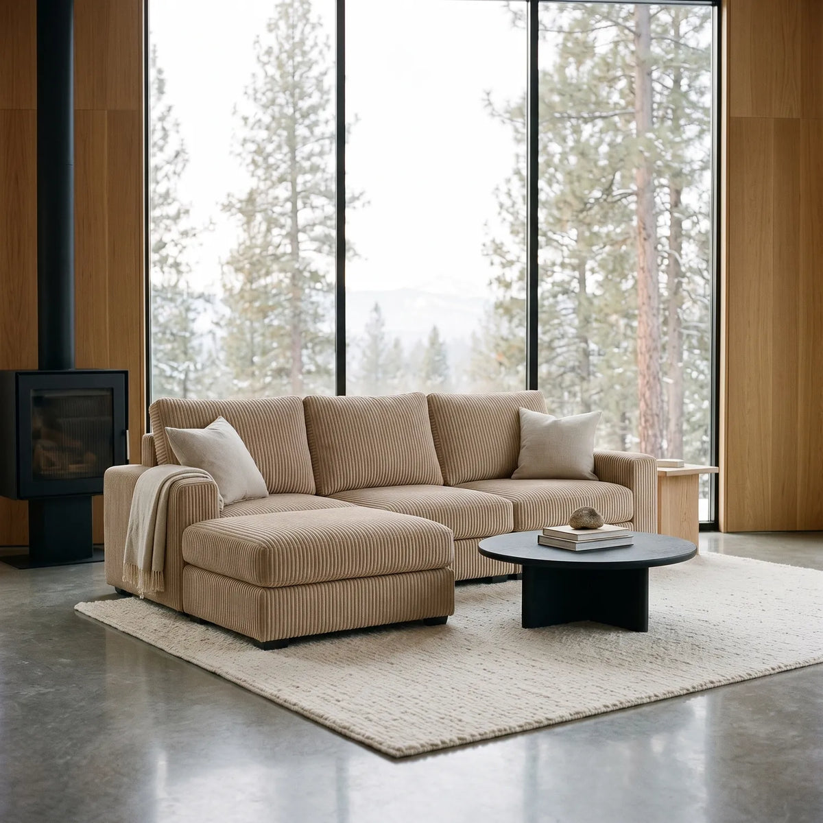 Four-Piece Chaise Sectional - Mini Minky Toast Modular - hero (LHF arrangement)