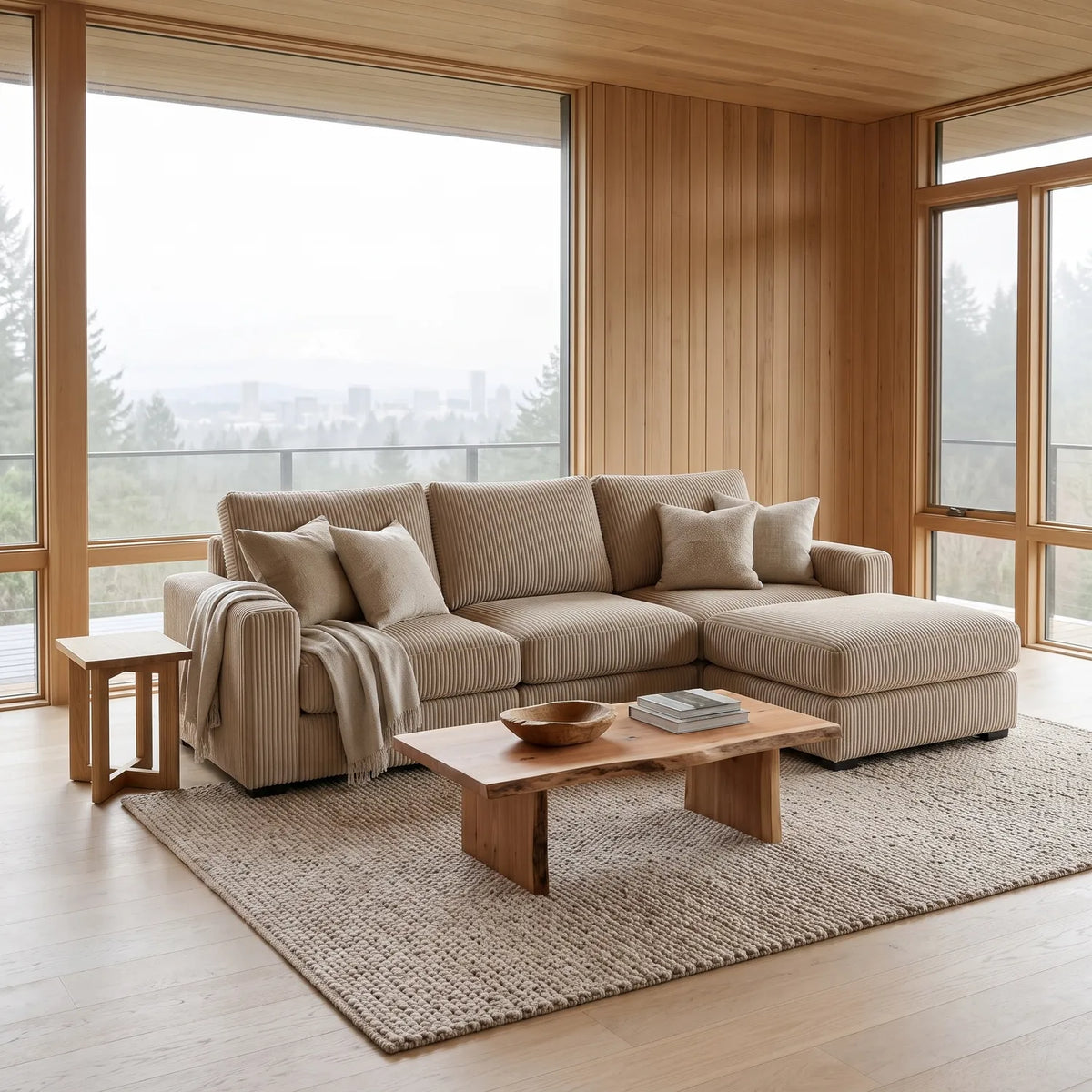 Four-Piece Chaise Sectional - Mini Minky Toast Modular - hero (RHF arrangement)