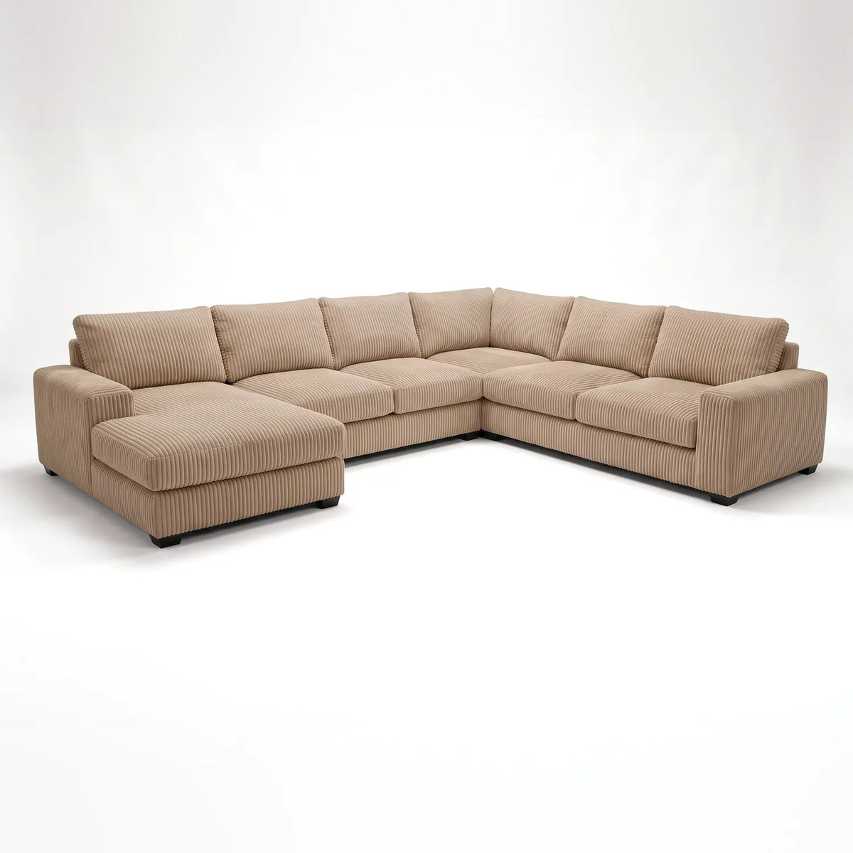 Four-Piece Chaise Sectional - Mini Minky Toast Oversized - studio photo on white #Orientation_Left-Hand Facing