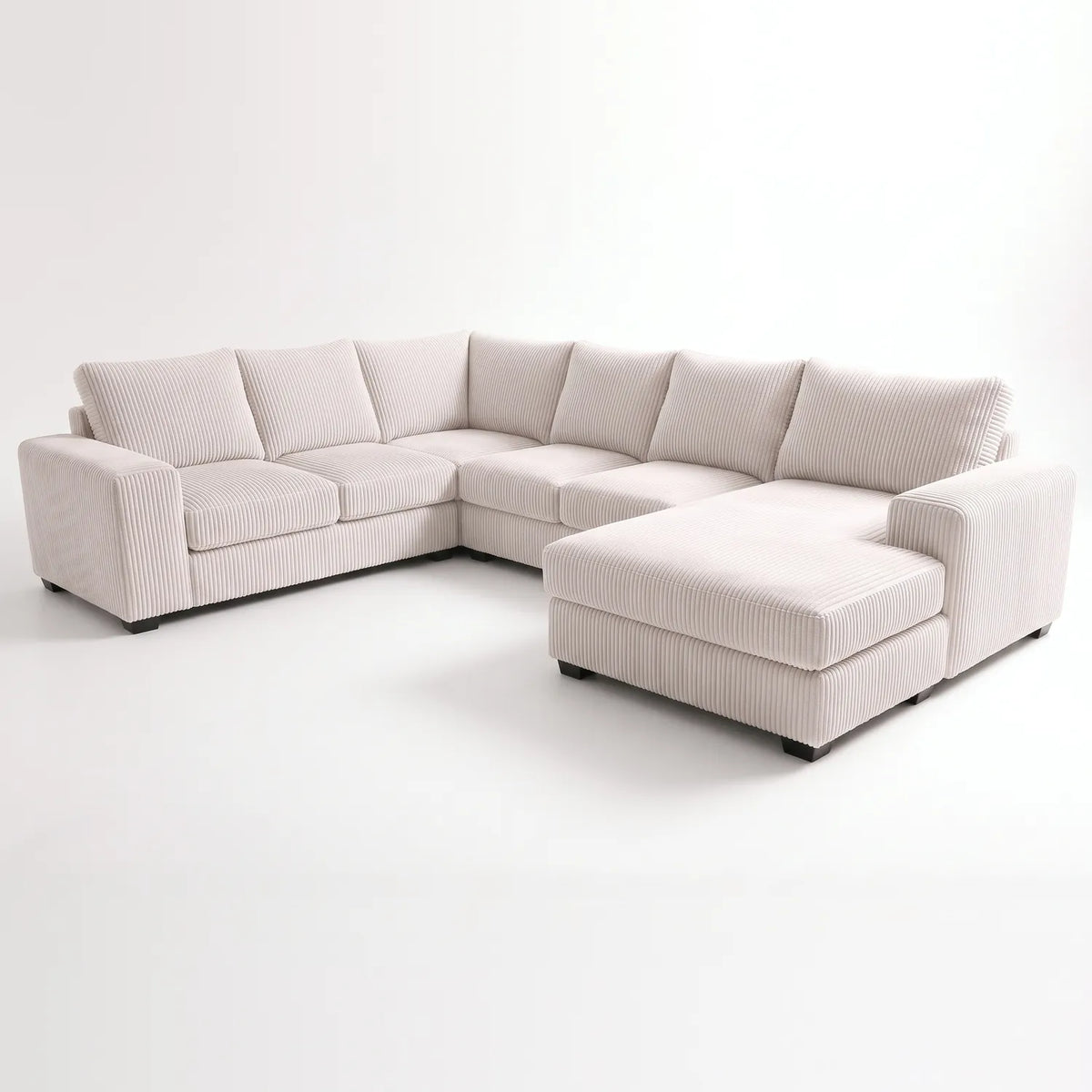 Four-Piece Chaise Sectional - Mini Minky White - studio photo on white #Orientation_Right-Hand Facing #vera_main