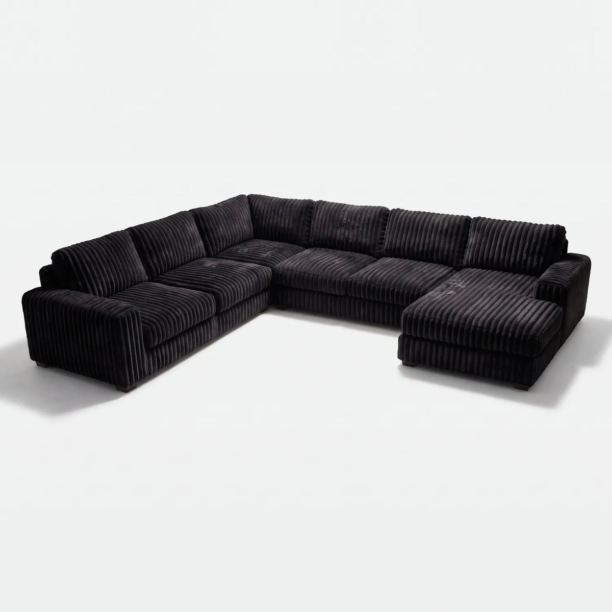 Four-Piece Chaise Sectional - Minky Black Oversized - studio photo on white #Orientation_Right-Hand Facing #vera_main
